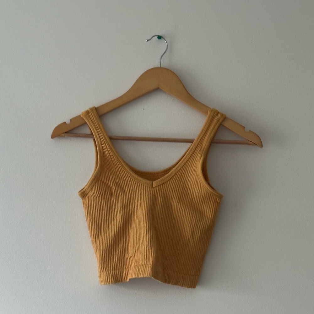 Urban Outfitters Mustard Ribbed Crop Top